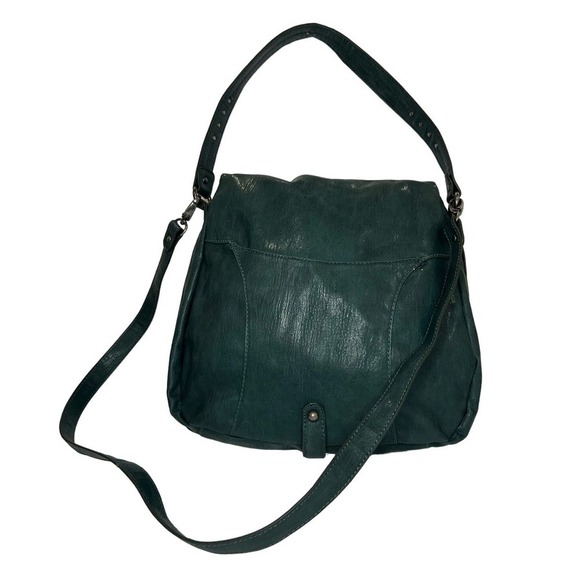 Jessica Simpson Large Green Faux Leather Shoulder Tote Handbag Purse Silver - Picture 2 of 10